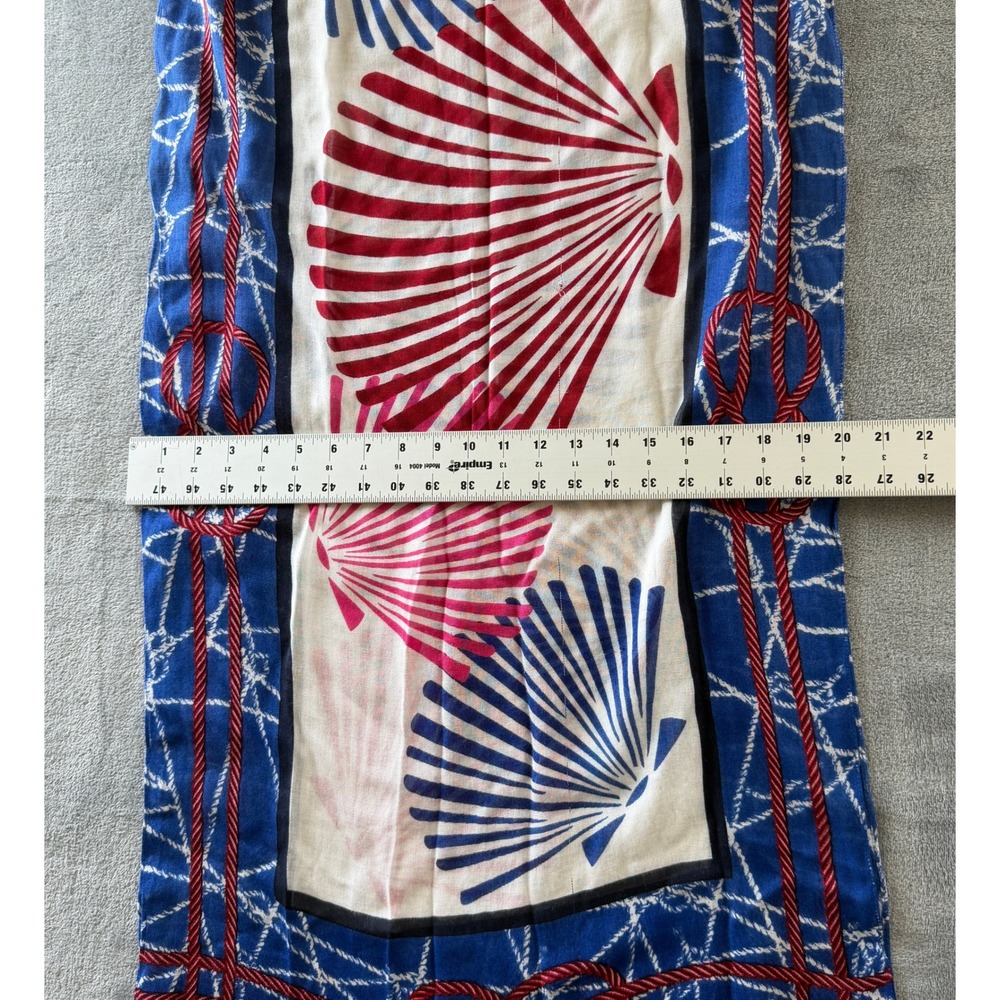Talbots Nautical Seashell Rope Print Scarf Blue Red White Modal Viscose Wrap - Picture 4 of 6